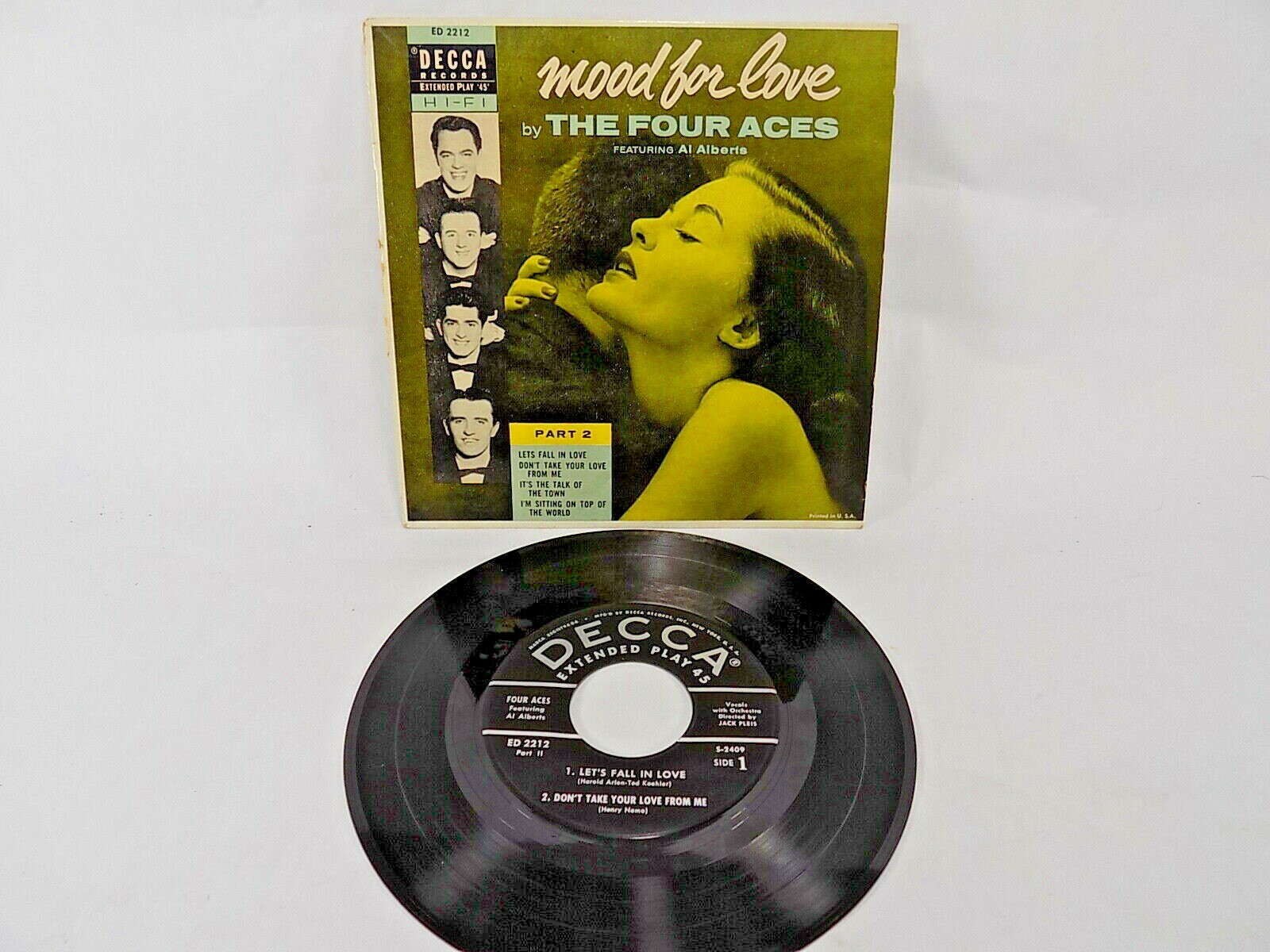 THE FOUR ACES MOOD FOR LOVE DECCA ED 2212 PART II 45 RPM EP EX/EX