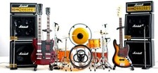 Mini live set LED ZEPPELIN 1:4 miniature john Bonham drum kit jimmy Page guitar picture