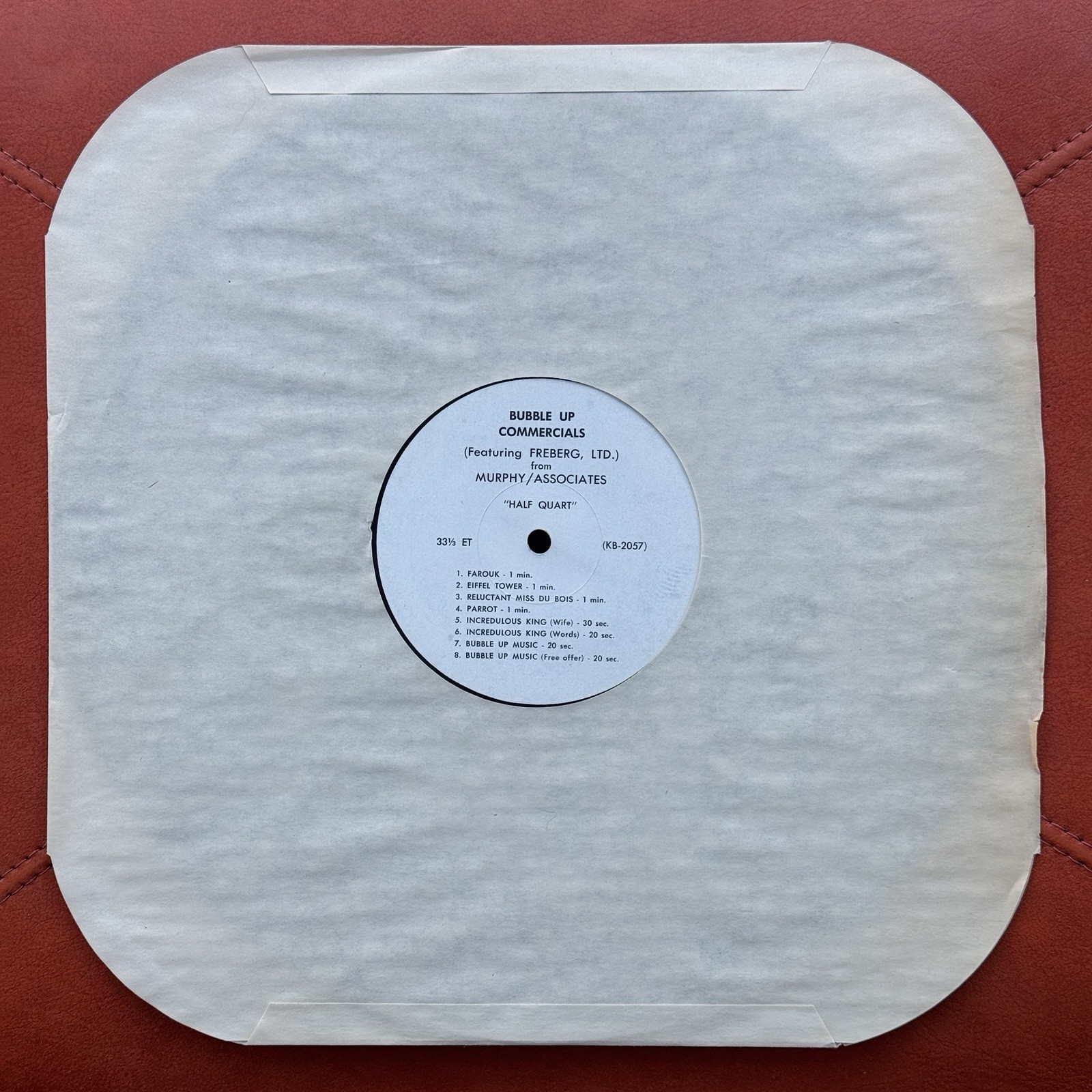 Vintage Radio Commercials On Vinyl 33⅓ RPM RARE BUBBLE UP Soda