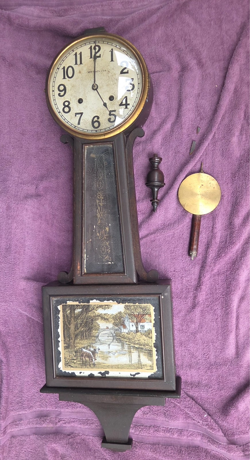 Vintage 1920 New Haven Waring Banjo Clock 40