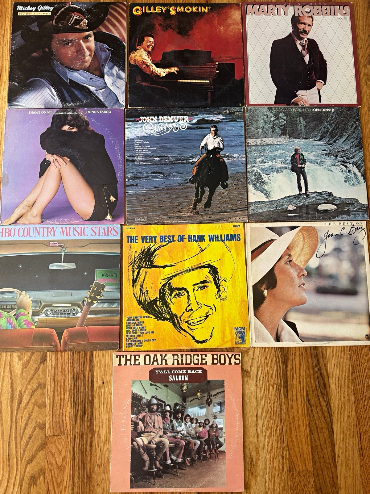 10 Vintage Country Vinyl LP Lot Hank Williams John Denver Marty Robbins JoanBaez