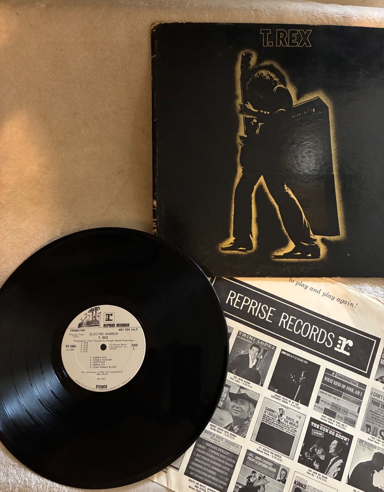 T. Rex Electric Warrior promo white label record album. .