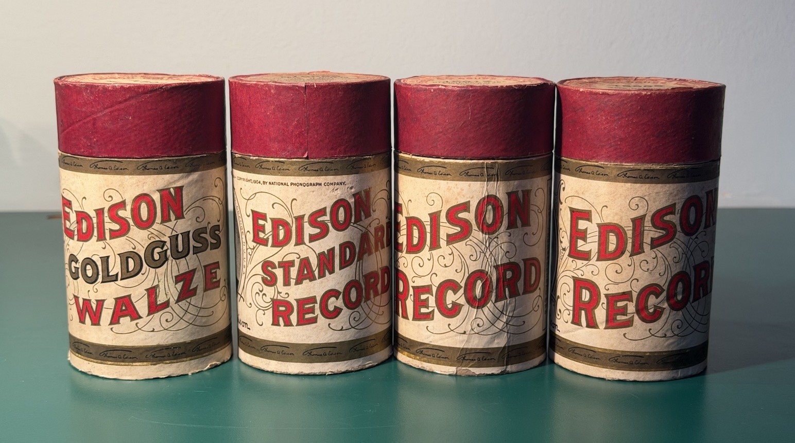 Lot of 4 Vintage Edison Goldguss-Walze German Phonograph Cylinder Records Rare