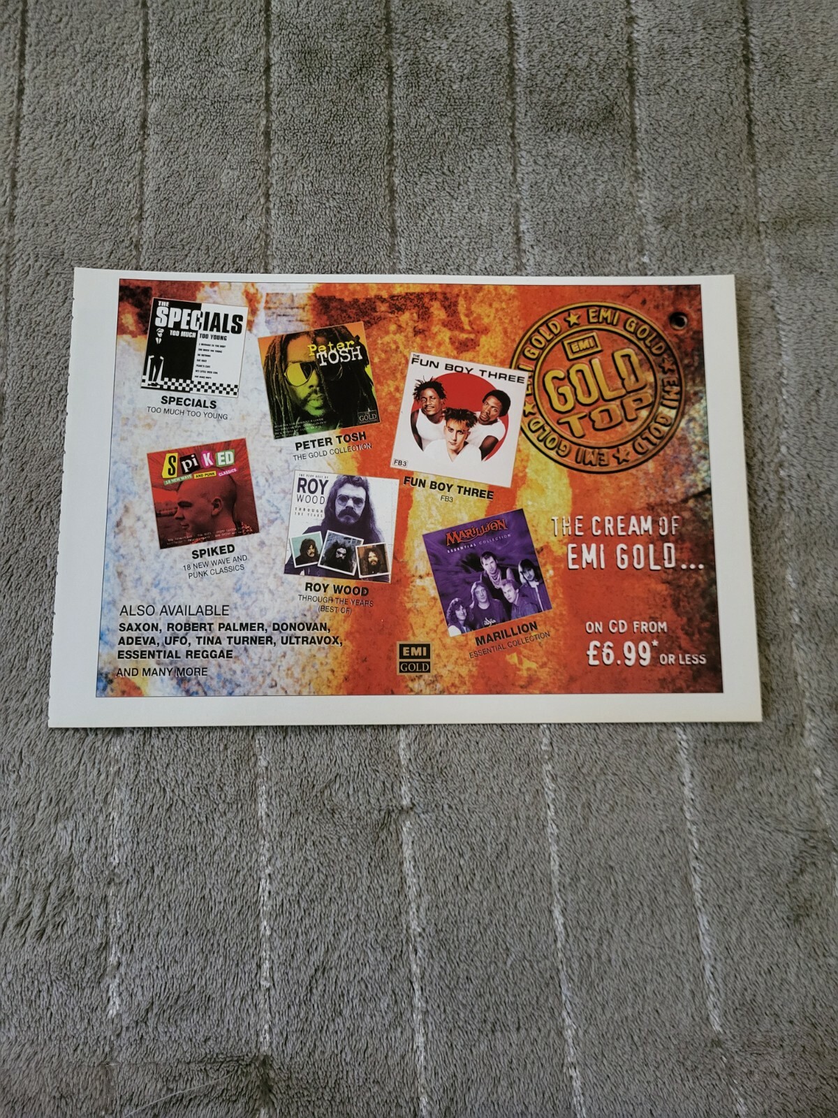 TPQM7 ADVERT 5X8 EMI GOLD - PETER TOSH : 'THE GOLD COLLECTION'