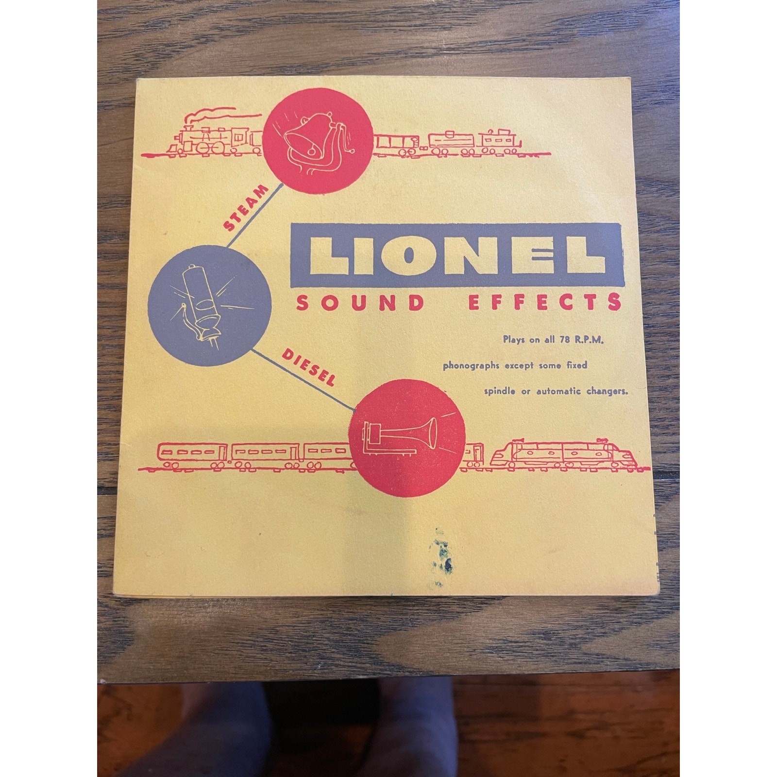 Vintage 1952 Lionel Trains Sound Effects Picture Record 78 RPM Original Sleeve