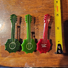Set of 3 Vintage Carved Bakelite Banjo Pins Semichrome Tested picture