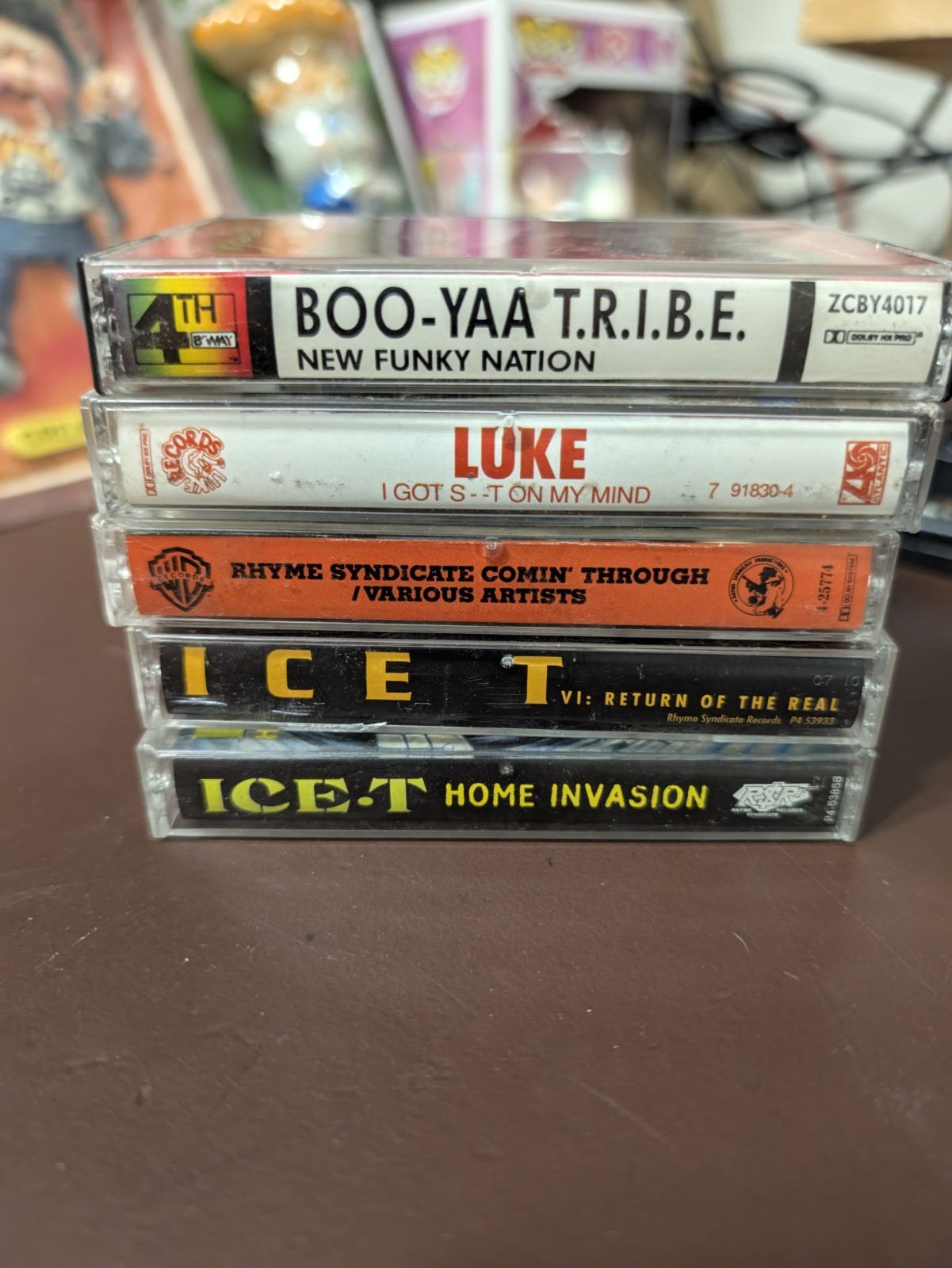 Vintage Hip Hop Cassette Tape Lot (5) Ice-T, Rhyme Syndicate, Luke, Boo-Yaa TRIB