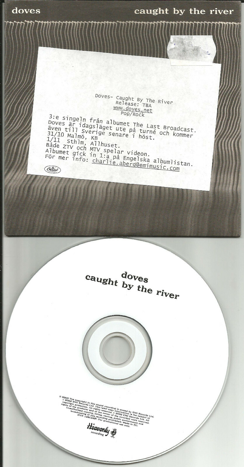 DOVES Caught by River 3TRX EDIT & VIDEO SLEEVE EUROPE PROMO CD Single USA seler
