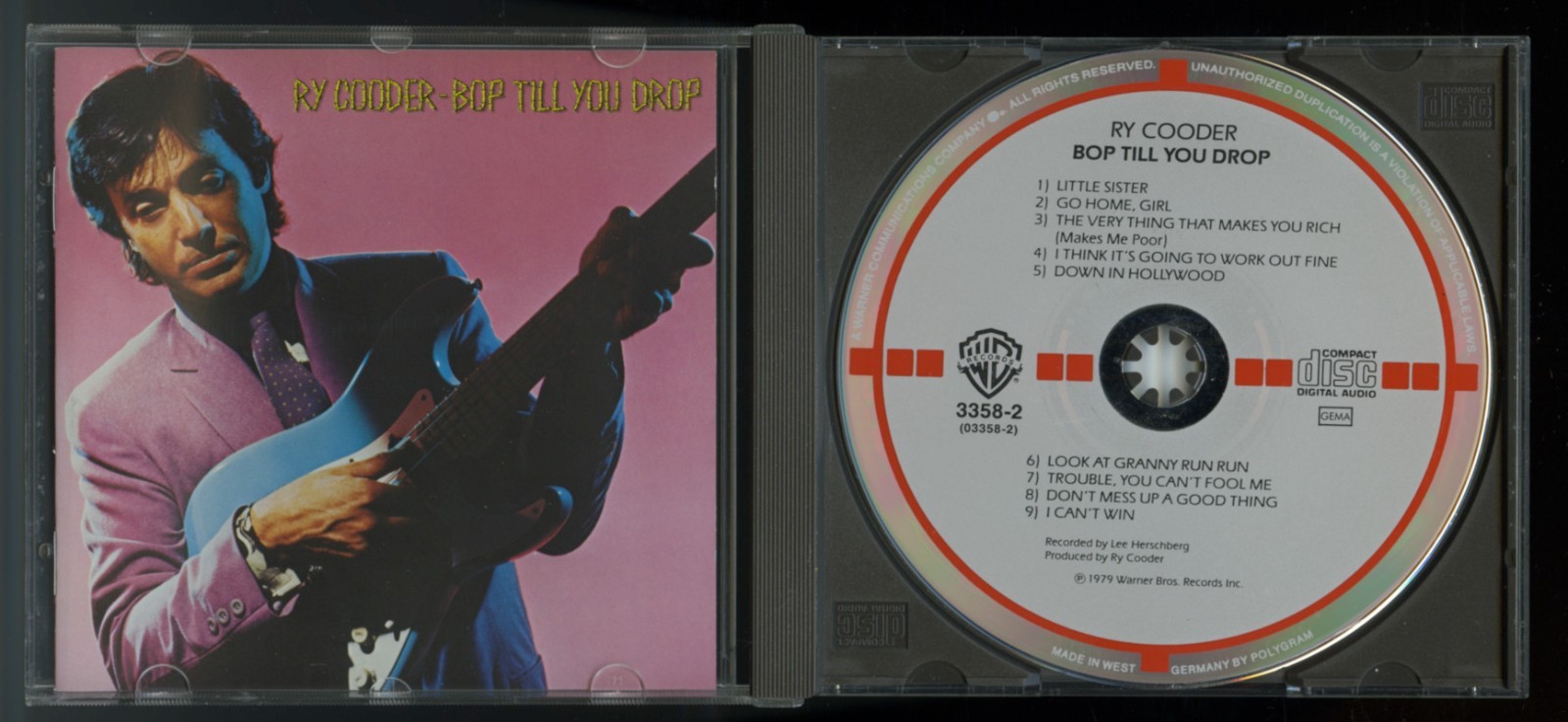 West Germany for USA target CD: Ry Cooder - Bop Till You Drop • red on grey