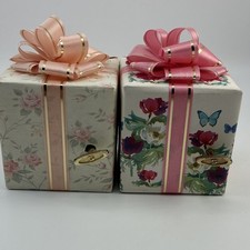 Pair of Vintage Pretti-Pak Floral Gift Box Music Boxes picture