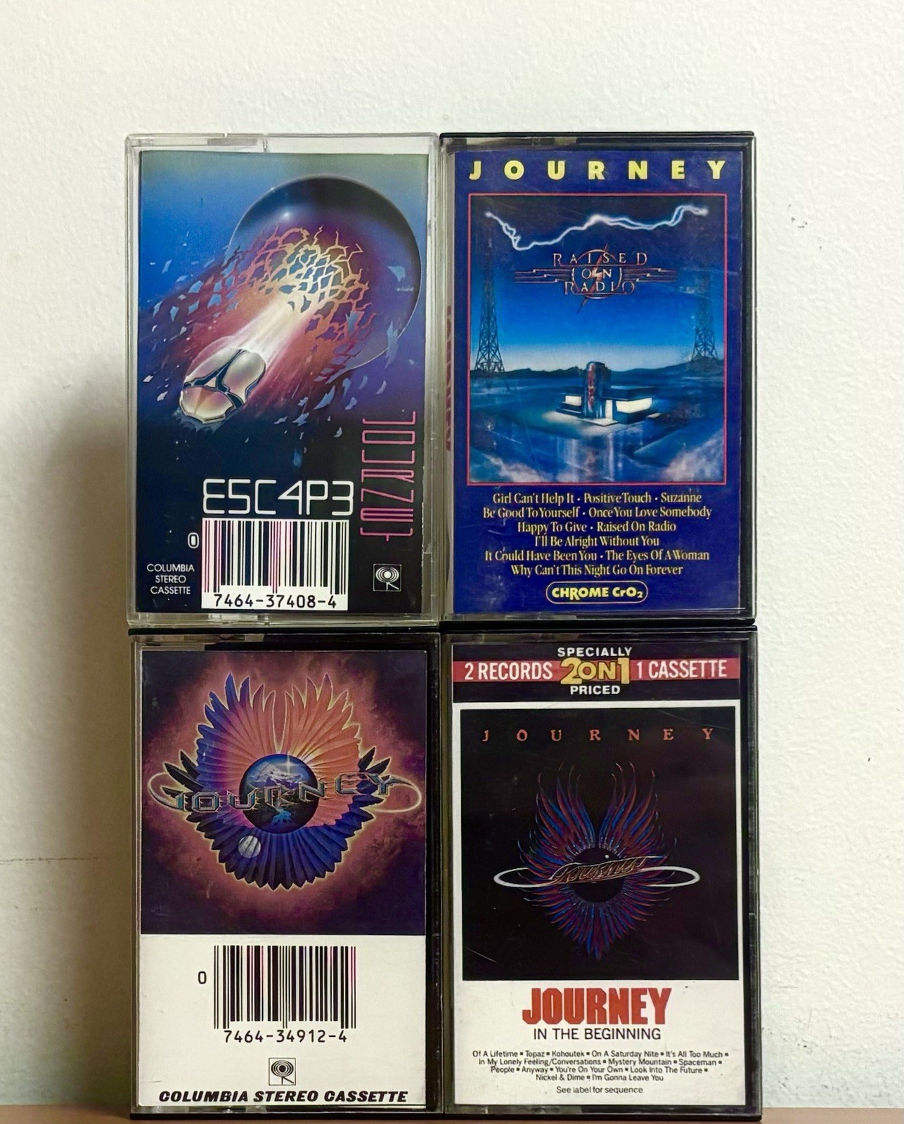JOURNEY Cassette Tape Lot: Escape, Raised on Radio, In The Beginning & Infinity