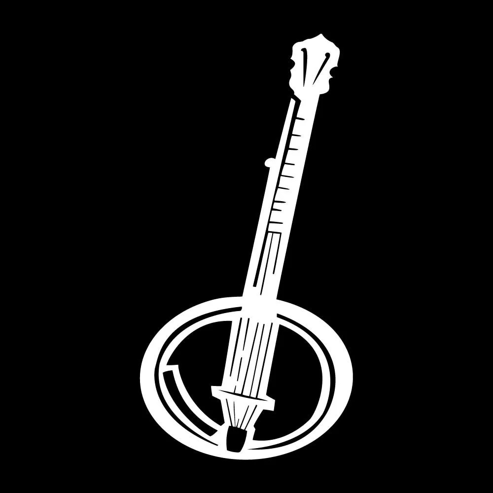 Banjo Country Music Decal Sticker White Die Cut Vinyl