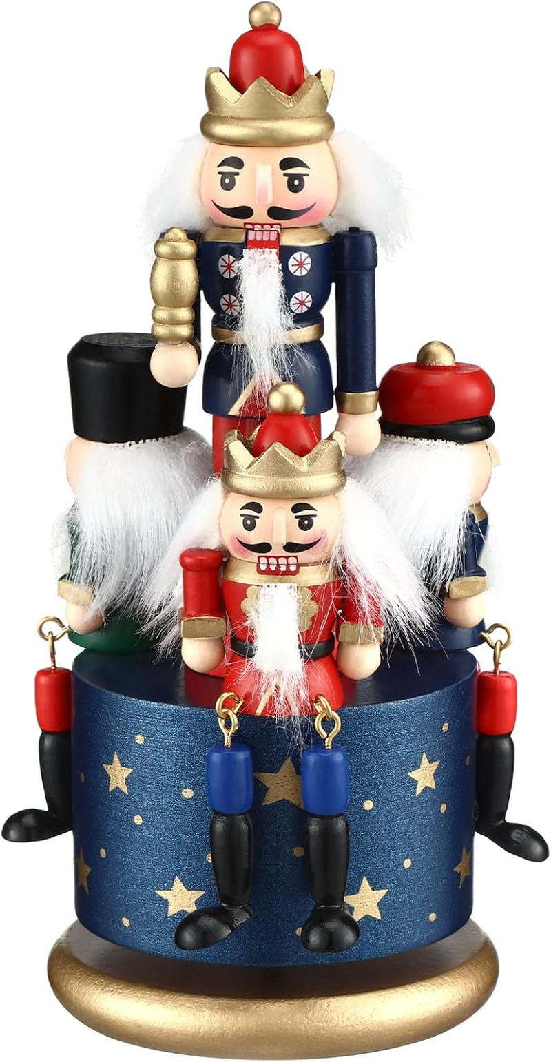 Jetec Nutcracker Music Box Wooden Nutcracker Soldier Toy, Vintage Style