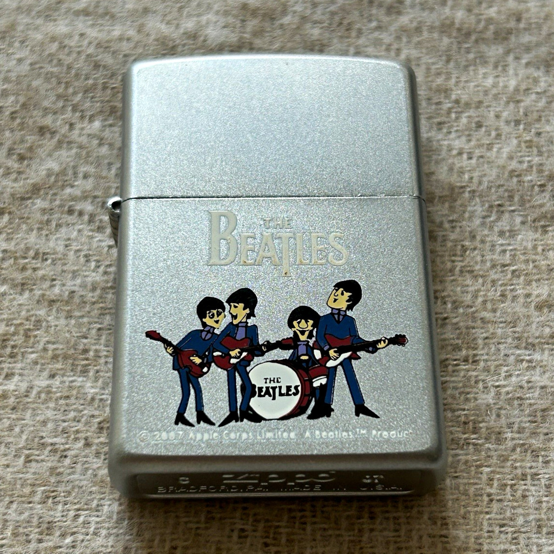 Zippo The Beatles Cartoon Lighter Satin Chrome 2007 Rare Unstruck Mint C 07