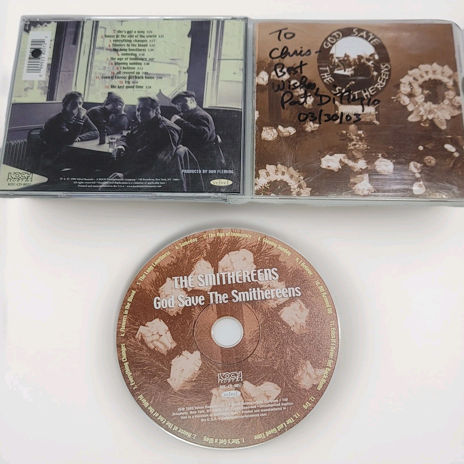 ​God Save The Smithereens CD 1999 Koch Autographed Signed Pat DiNizio Rare