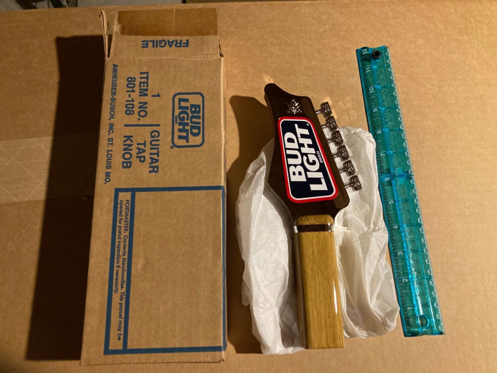 Bud Light Guitar Vintage 10 inch tap handle. New in box.