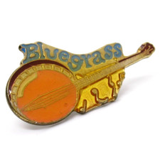 Vintage Bluegrass Banjo Lapel Pin Music Notes Folk Country Festival Enamel picture