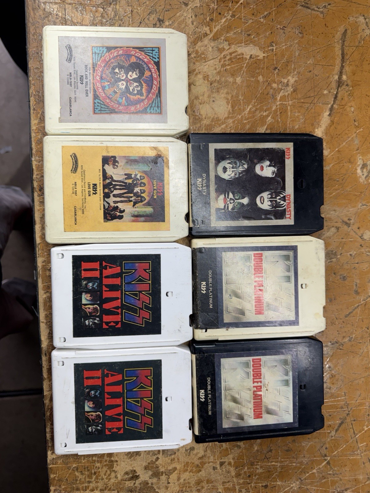KISS 8 Track Tape Lot of 7 Alive II Double Platinum Love Gun Dynasty Rock Roll 