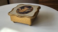 Vintage Footed Wooden Music Box/ Jewelry Box Florentine Style Japan picture