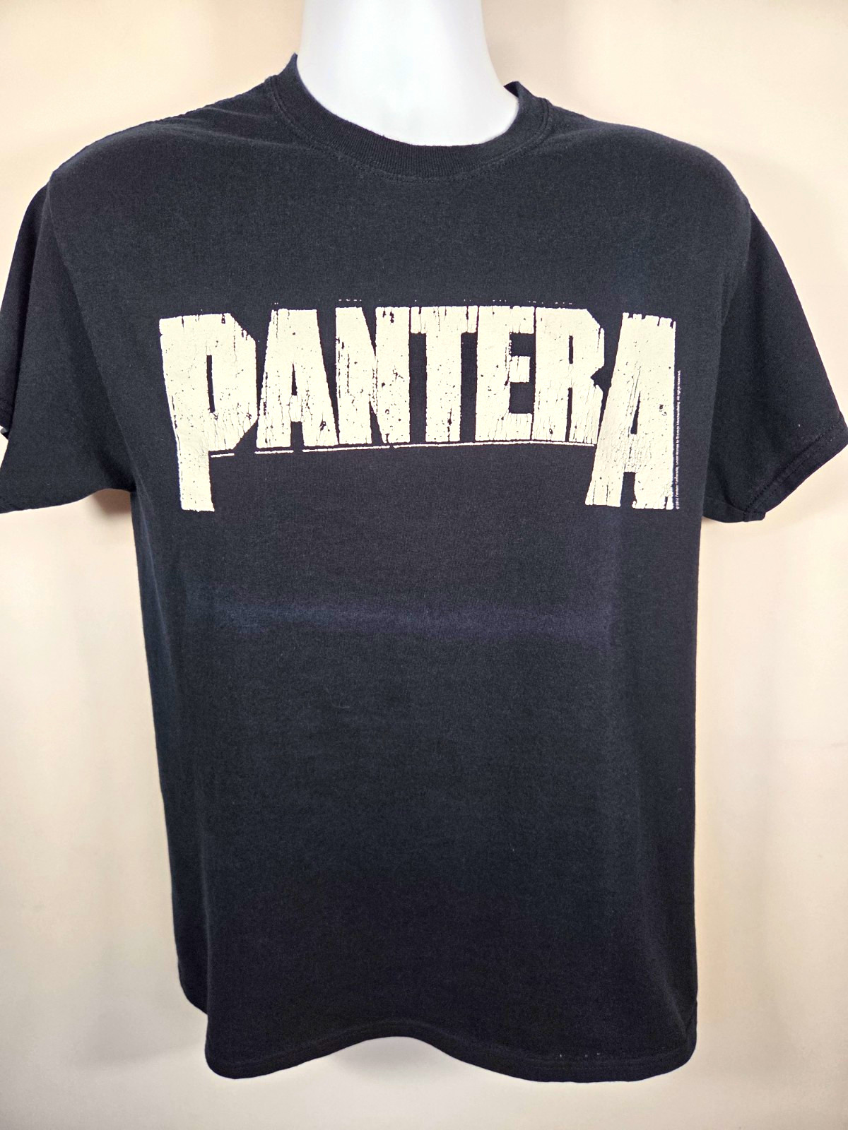 Pantera Black Short Sleeve Band T-Shirt White Logo Metal Tee A188
