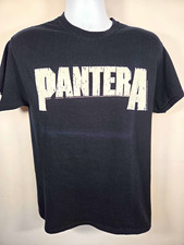 Pantera Black Short Sleeve Band T-Shirt White Logo Metal Tee A188 picture