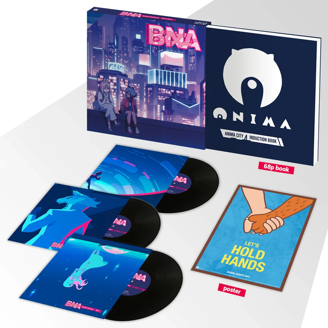 BNA Brand New Animal Anime Soundtrack Vinyl Record 3 LP + Artbook + Poster NEW