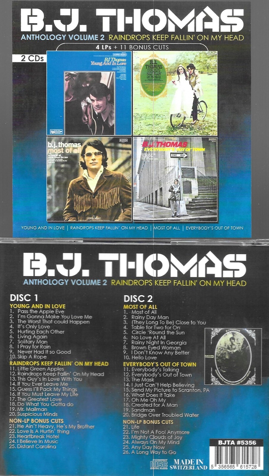 B.J. THOMAS ANTHOLOGY V.2-RAINDROPS KEEP FALLIN' ON MY HEAD-4 LPS/2 CDS + 11