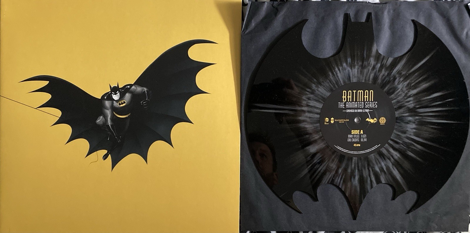 Batman: the Animated Series Die-Cut Bat Symbol SPLATTER Vinyl EP Limited Comic