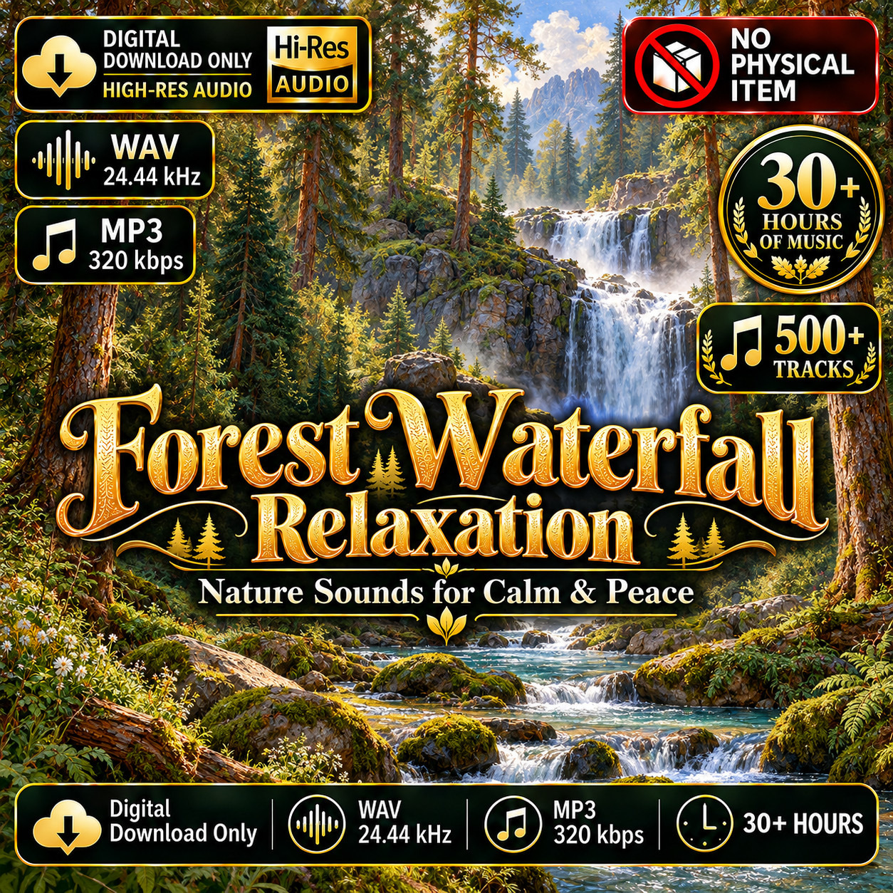 500 Tracks Relaxation Music, Nature Sounds, for Meditation, Digital Download