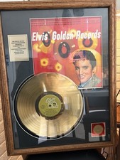 ELVIS PRESLEY 24KT GOLD PLATED LP “ELVIS GOLDEN RECORDS” - WOODED FRAME picture
