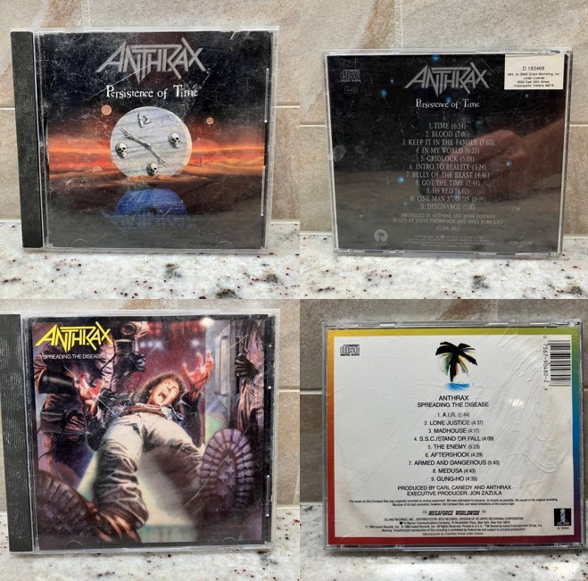 Lot of 2 Vtg ANTHRAX CDs, Persistence of Time, Spreading the Disease, Minty