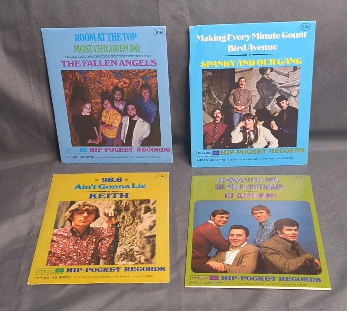 Vintage Hip-Pocket Records Lot of 4 Fallen Angels Keith Happenings 60s Rock New