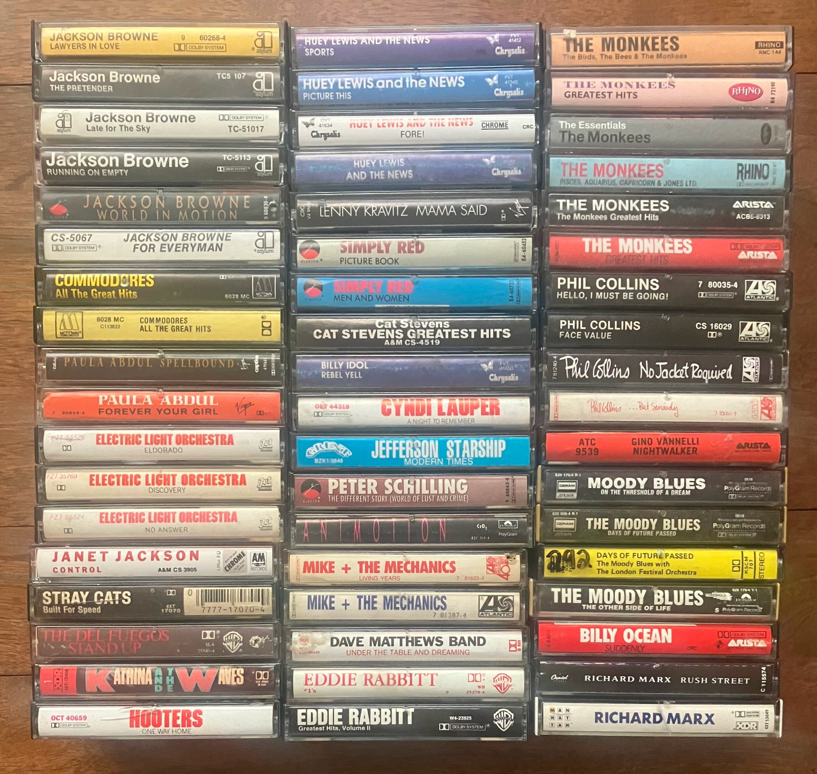 Lot of 54 Cassette Tapes, Rock, Pop, 80s, Phil Collins, Monkees, Huey Lewis