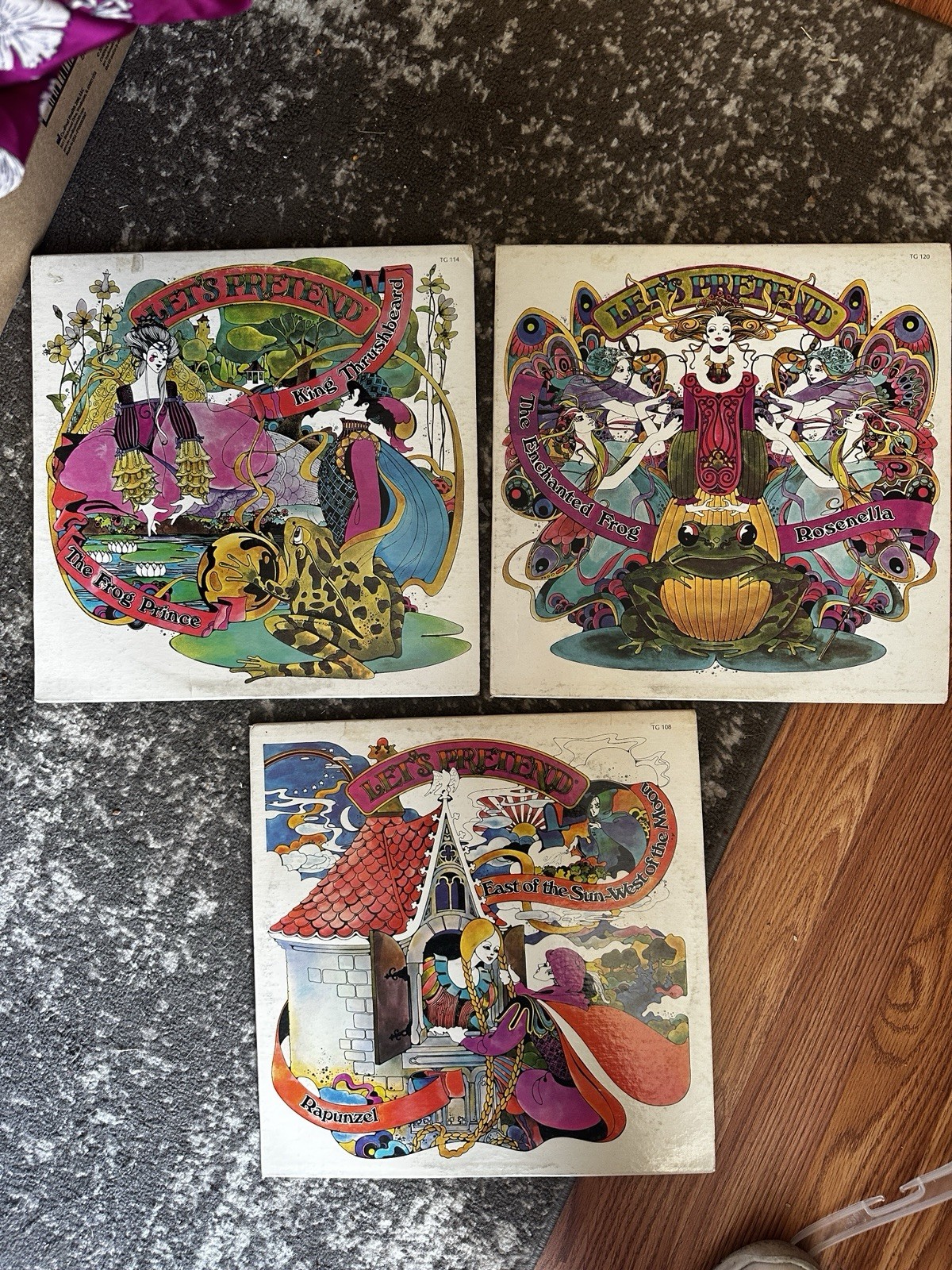 Let’s Pretend 1970s Vinyl Set Of 3 EUC Sleeves Playable Vinyl Children’s Record