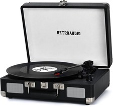 Vinyl Record Player 3-Speed Bluetooth Portable Suitcase Records Player with 2... picture