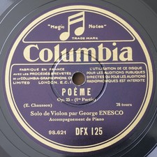 George Enesco Violin Chausson Poeme 78RPM Columbia DFX 125 picture