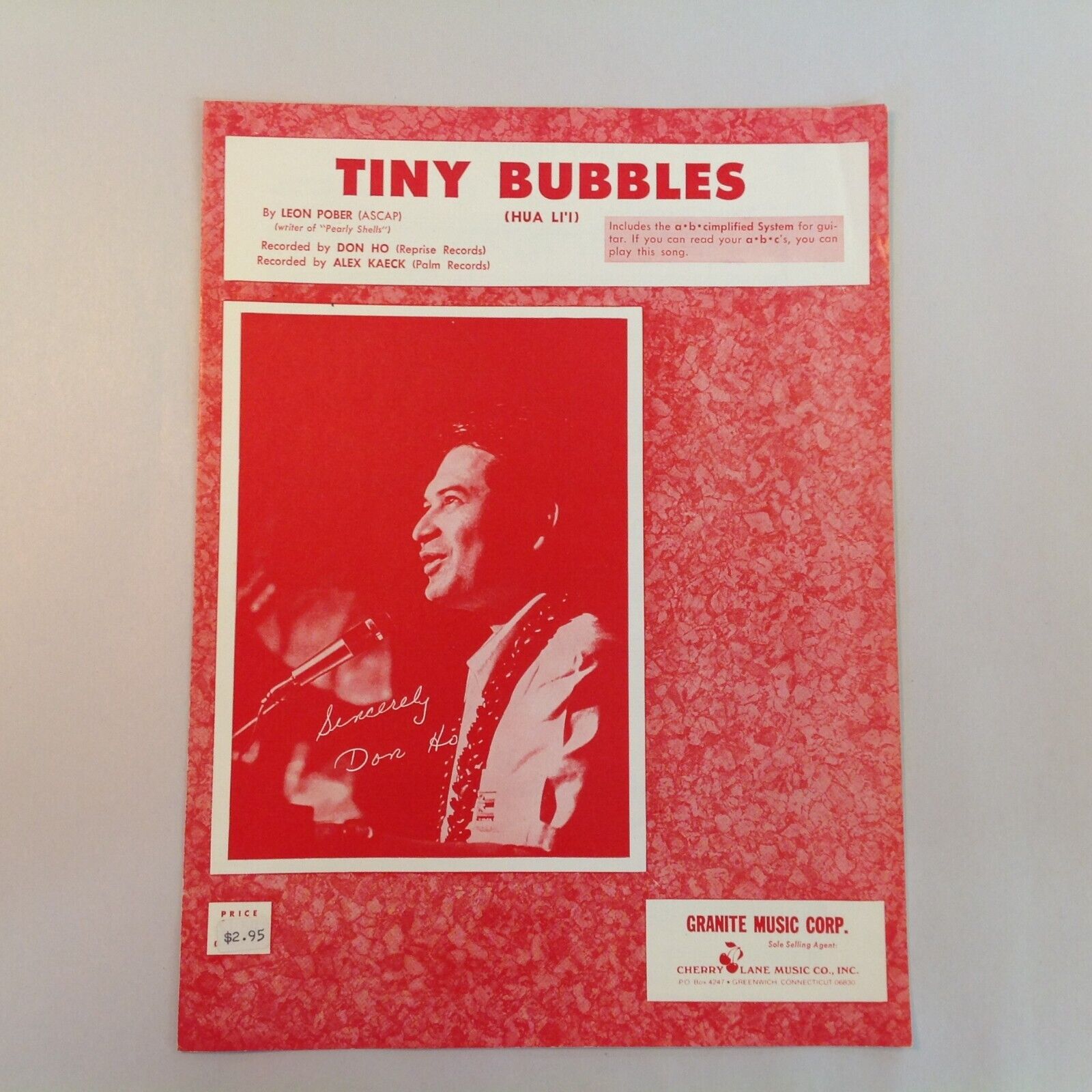 Vintage 1966 Sheet Music Tiny Bubbles Hua Li'i Leon Pober Don Ho Alex Kaeck