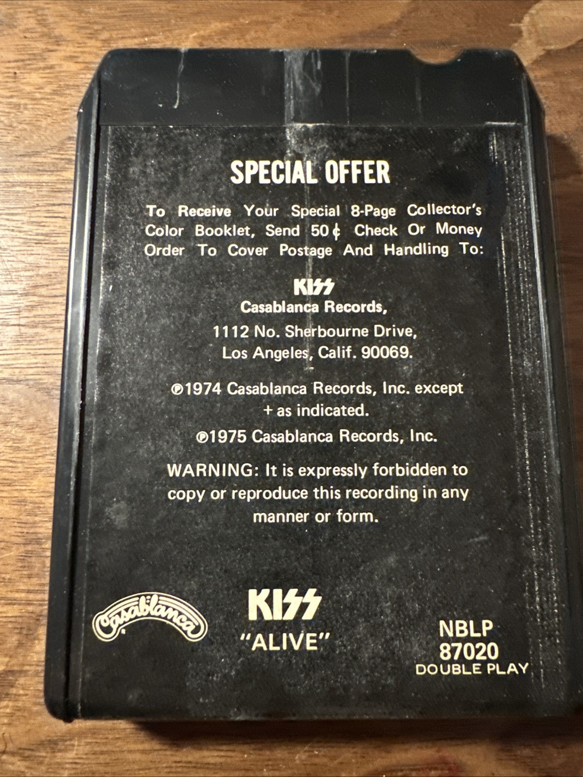 KISS 8 Track Tape Alive 