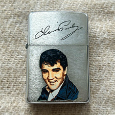 Vintage 1987 Zippo Elvis Presley Lighter Brushed Chrome B III Worn Collectible picture
