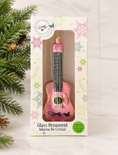 Dolly Parton Pink Guitar Glass Christmas Ornament NEW IN BOX picture