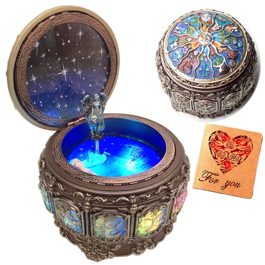 Briskfeel Vintage Music Box with Constellations Rotating