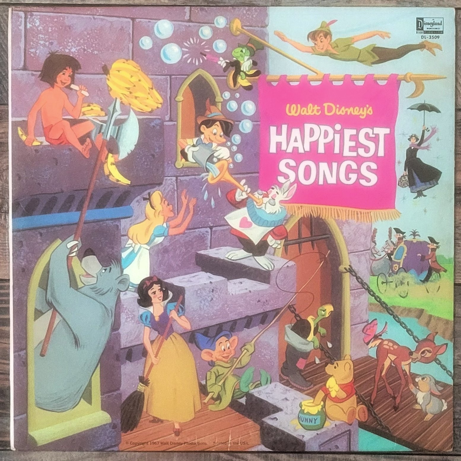 Walt Disney's Happiest Songs - 1967 Disneyland Records LP DL-3509 VG+/VG+