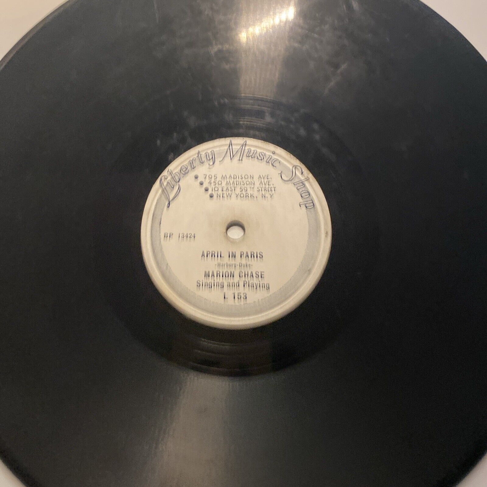 Marion Chase APRIL IN PARIS 78 rpm Liberty Music Shop 153 JAZZ 1933 V+