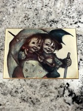 Wood Music Box Hummel Like Umbrella Girl Boy Swiss Reuge MusicBox Vintage picture