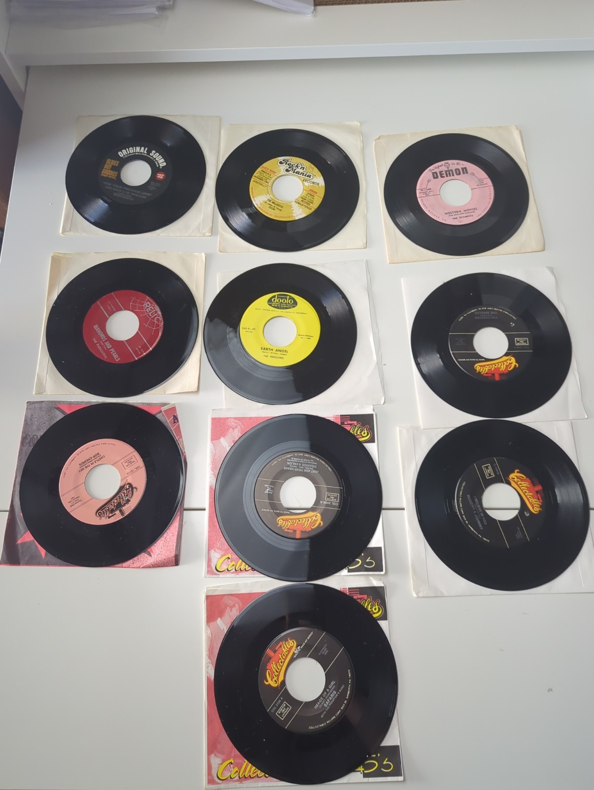 10 50s Doo Wop 45 Single Vinyl Lot Pentagons Penguins Paradons Shields Dion