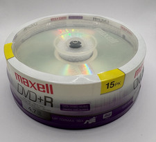 Maxell DVD+R  (4.7 GB 120 min) Compact Disc Spindle - Brand New Sealed 15-Pack picture
