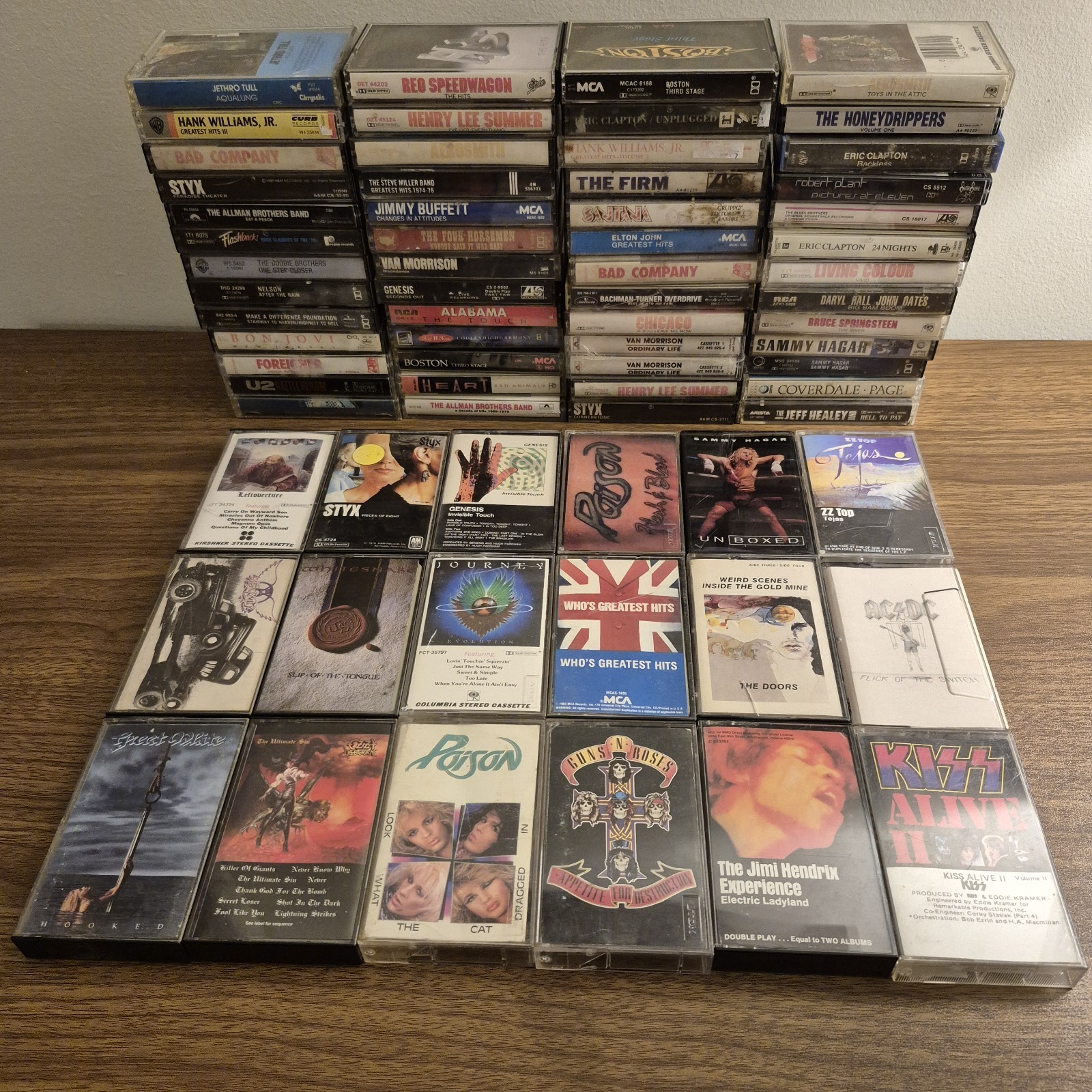 Rock Metal Cassettes Lot Of  70 Ozzy KISS Hendrix Poison Journey Who More