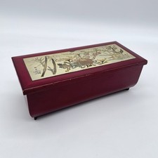 Vintage Chokin Japan Music Jewelry Box Sankyo You Are My Sunshine Red Floral picture