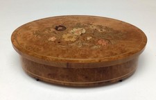 Vintage Italy Sorento Intarsio Inlaid Wood Floral Lidded Reuge Music Box Works picture
