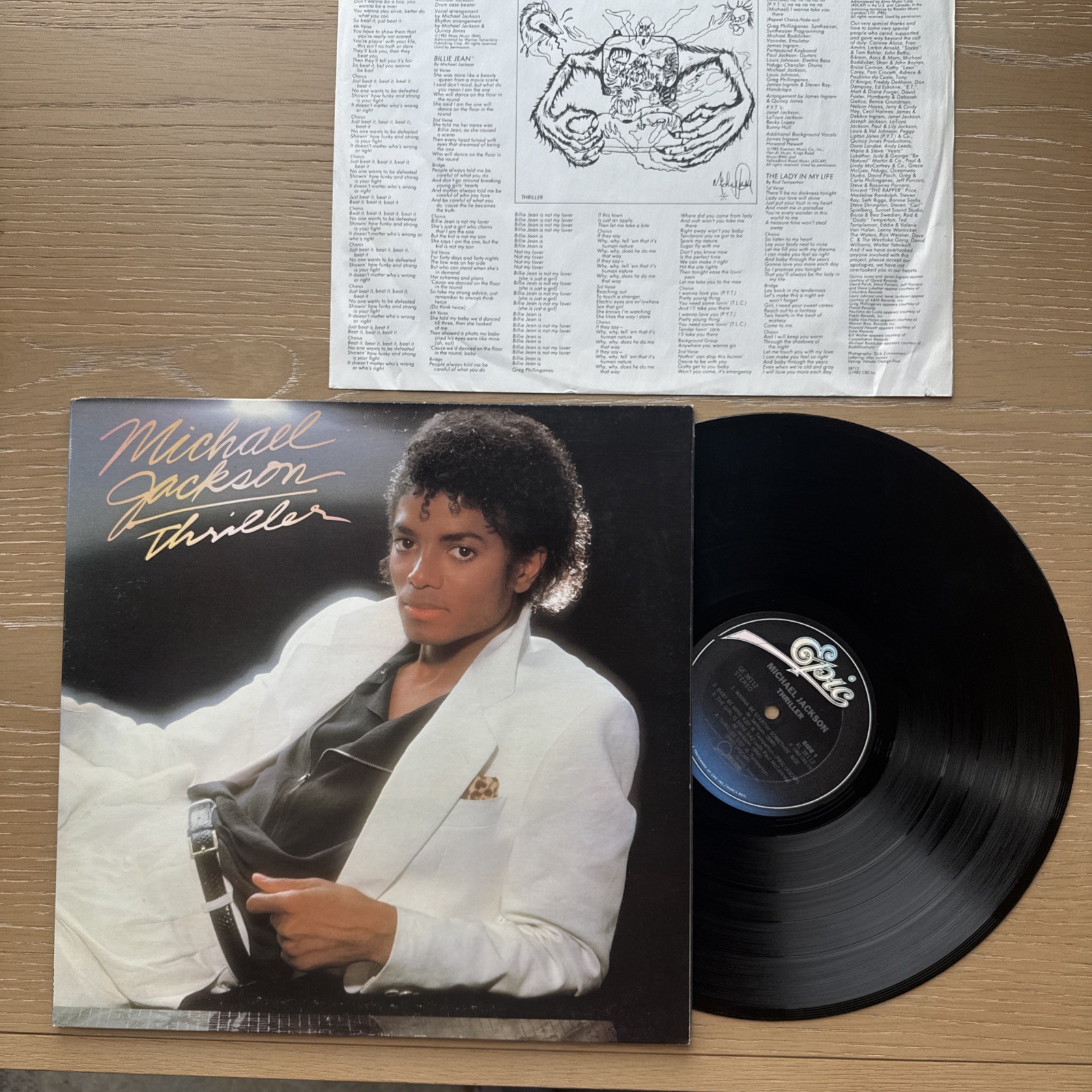 1982 Michael Jackson Thriller 1st US Pitman Press Vinyl LP W/ OG Sleeve VG++